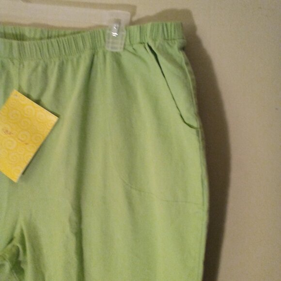 Denim & Co Capri Pants Women 3X Pull On Elastic Pockets Green - Picture 4 of 14